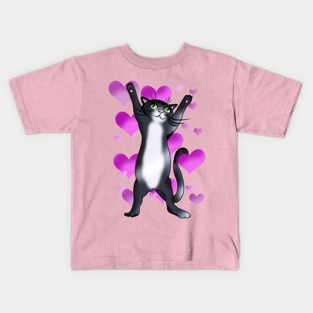 Black and white cat love Kids T-Shirt by cuisinecat